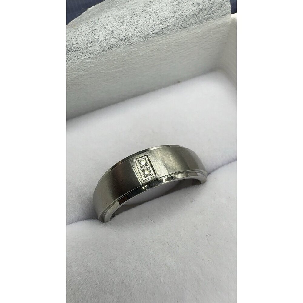 Diamond Wedding Band / Stainless Steel